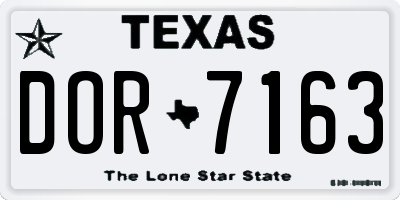 TX license plate DOR7163