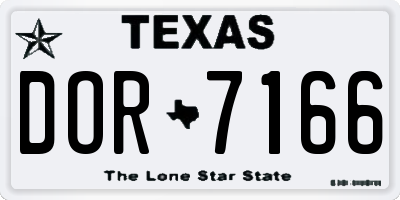 TX license plate DOR7166