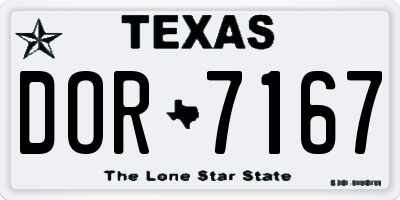 TX license plate DOR7167