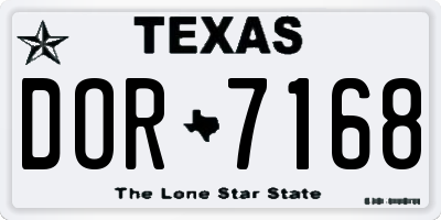 TX license plate DOR7168