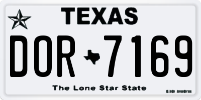 TX license plate DOR7169