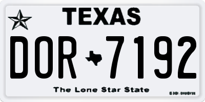 TX license plate DOR7192