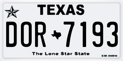 TX license plate DOR7193