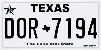 TX license plate DOR7194