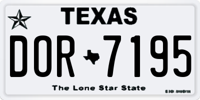 TX license plate DOR7195