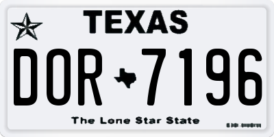 TX license plate DOR7196