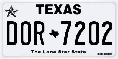 TX license plate DOR7202