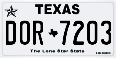TX license plate DOR7203