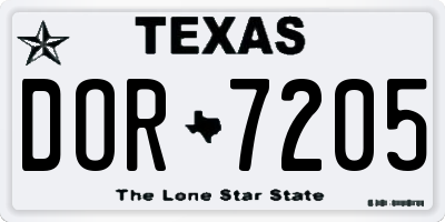 TX license plate DOR7205