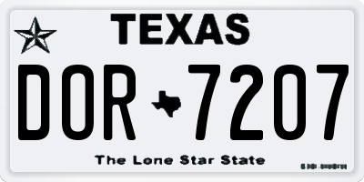 TX license plate DOR7207