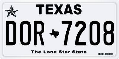 TX license plate DOR7208