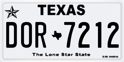 TX license plate DOR7212