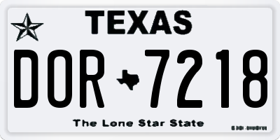 TX license plate DOR7218