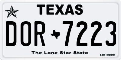 TX license plate DOR7223
