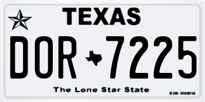 TX license plate DOR7225
