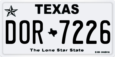 TX license plate DOR7226