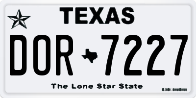 TX license plate DOR7227