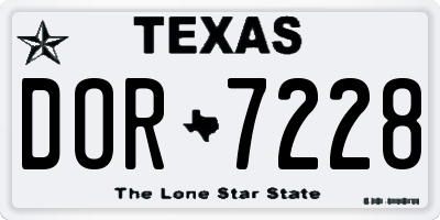 TX license plate DOR7228
