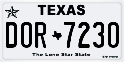 TX license plate DOR7230