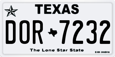 TX license plate DOR7232