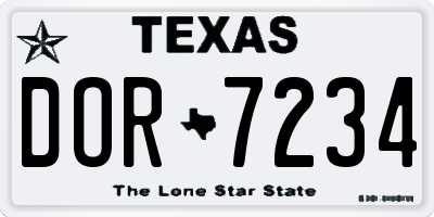 TX license plate DOR7234