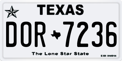 TX license plate DOR7236