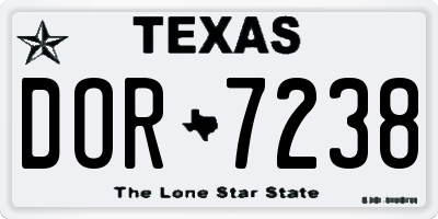 TX license plate DOR7238