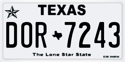 TX license plate DOR7243