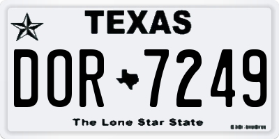 TX license plate DOR7249