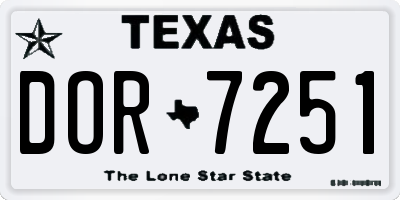 TX license plate DOR7251