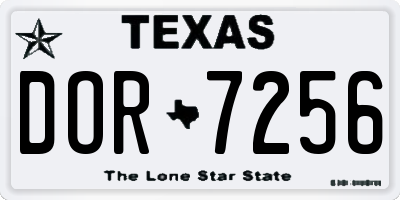 TX license plate DOR7256