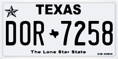 TX license plate DOR7258