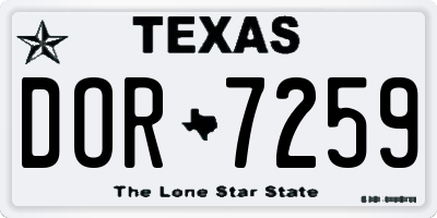 TX license plate DOR7259
