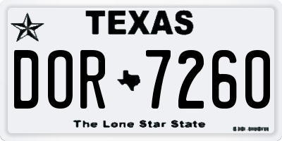 TX license plate DOR7260