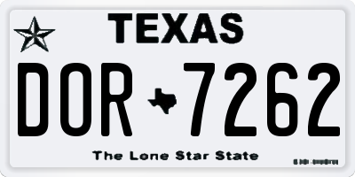 TX license plate DOR7262