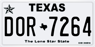 TX license plate DOR7264