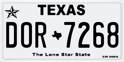 TX license plate DOR7268