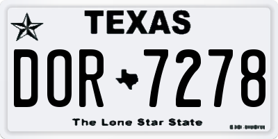 TX license plate DOR7278