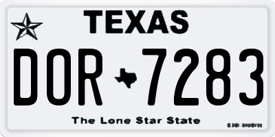 TX license plate DOR7283