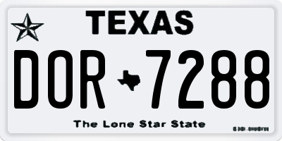 TX license plate DOR7288