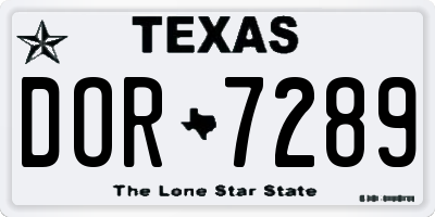 TX license plate DOR7289