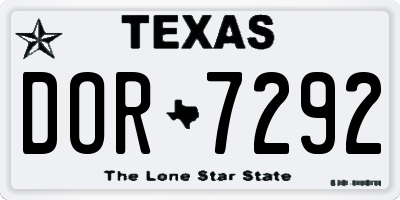 TX license plate DOR7292