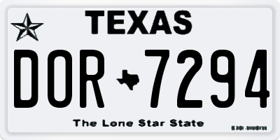 TX license plate DOR7294