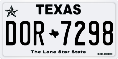 TX license plate DOR7298