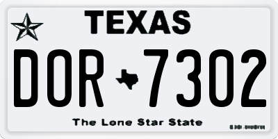 TX license plate DOR7302
