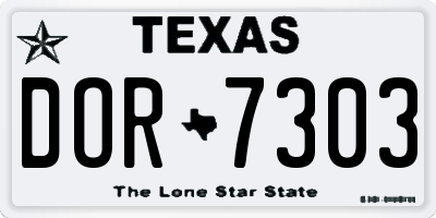 TX license plate DOR7303