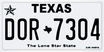 TX license plate DOR7304
