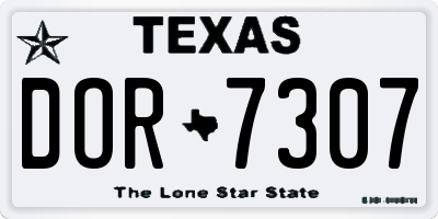 TX license plate DOR7307