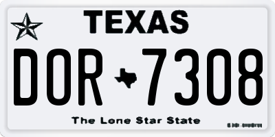 TX license plate DOR7308