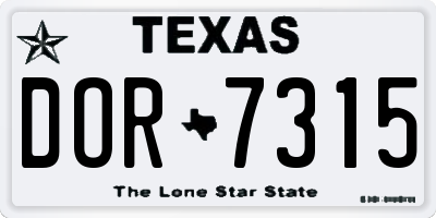 TX license plate DOR7315